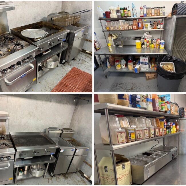 images of before and after of a professionally cleaning dallas tx restaurant kitchen